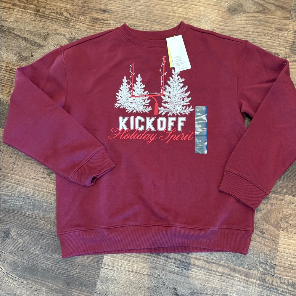 All in Motion Christmas Holiday Maroon Kids Crewneck Fleece